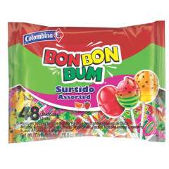 BON BON BUM Bubblegum Pops Colombiana 48pc Surtido