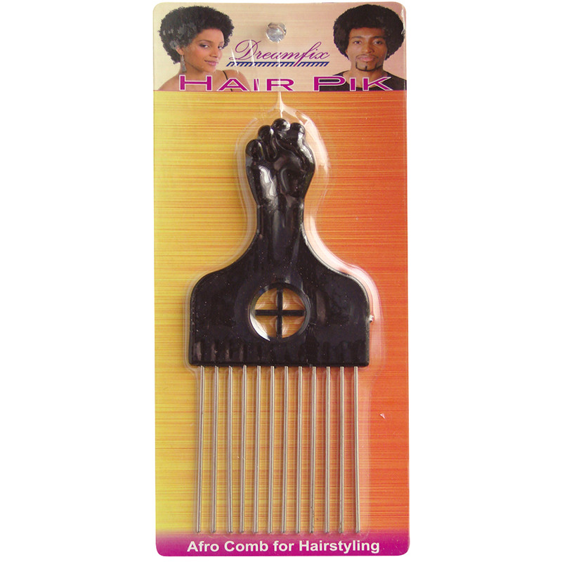 Dreamfix - Hair Pik Afro Comb (metal) mid handle (item 10532) - pack 12 x 1pc