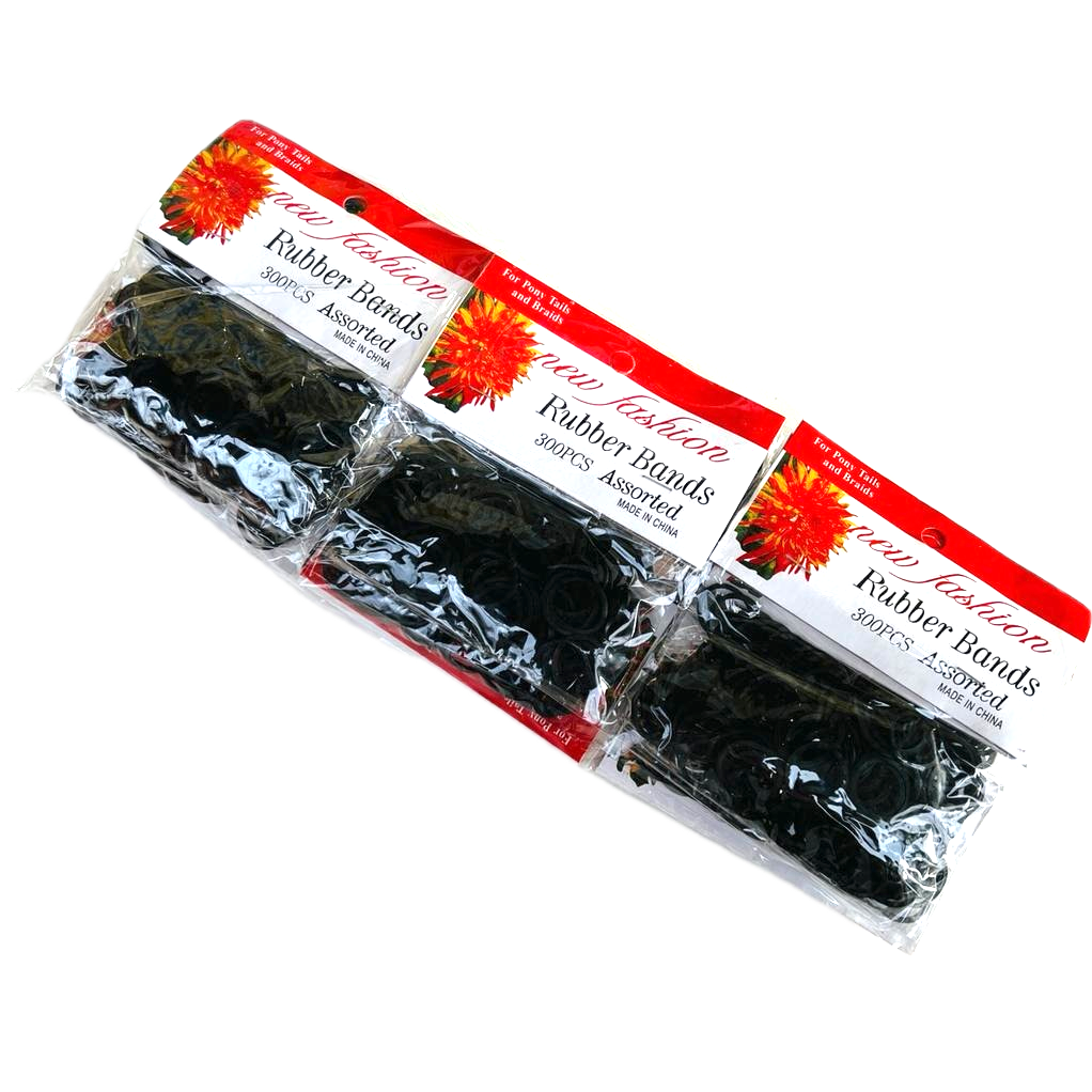 Elastics / Rubberbands #BLACK - new fashion - pack 12x300pc