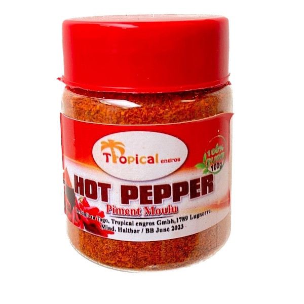 Hot Pepper Powder / Piment Moulu (Cote d'Ivoire) - Tropical Engros - pack 5 x 100g