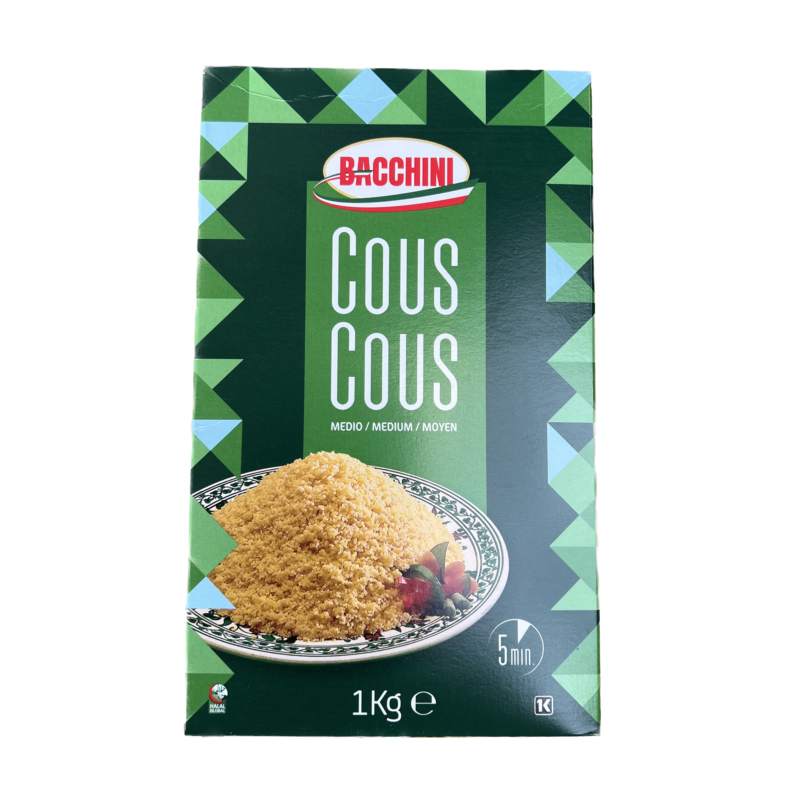 COUSCOUS blé, moyen grain BACCHINI (10ppc) 1kg Tropical Engros