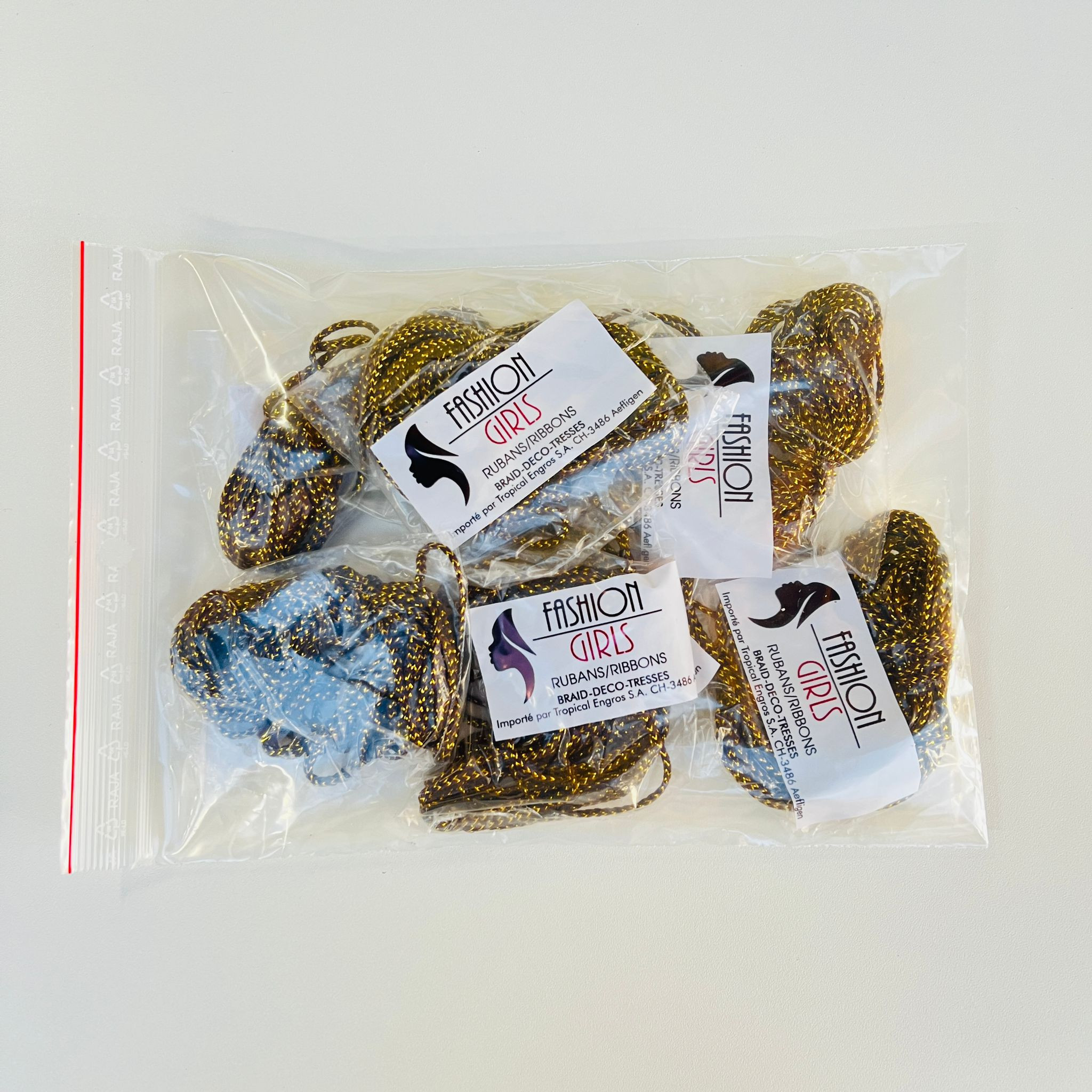 Ribbons Deco-Tresse Fashion Girl - BLACK&Gold  6 pcs