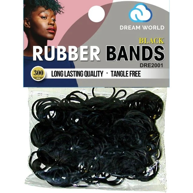 Dream World - Elastics Rubber Bands #Black DRE2001 - Pack 12x300pc (small)