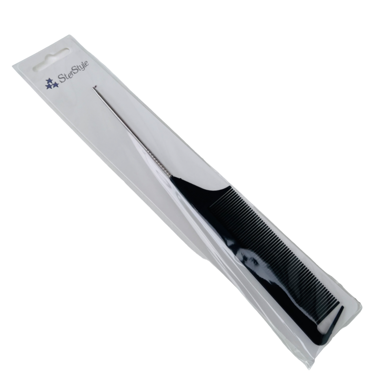 SterStyle - Detangling Hair Tail Comb - Carbon/Plastic w/Hook #541 - pack 12 x 1pc