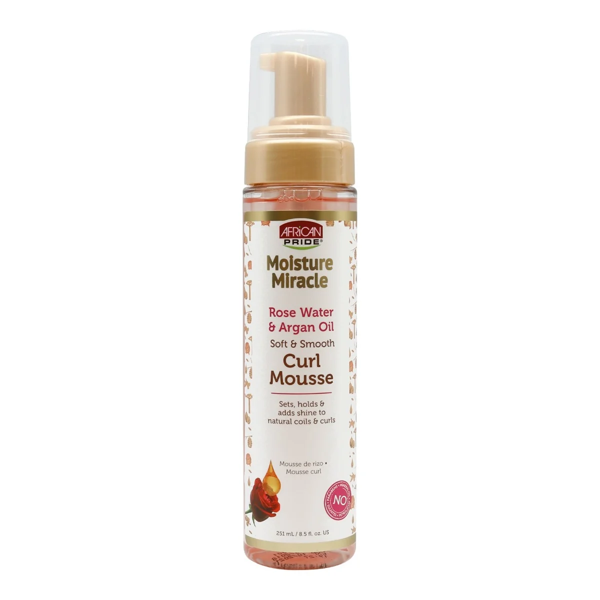 African Pride - Moisture Miracle Rose Water & Argan Curl Mousse - 8.5oz