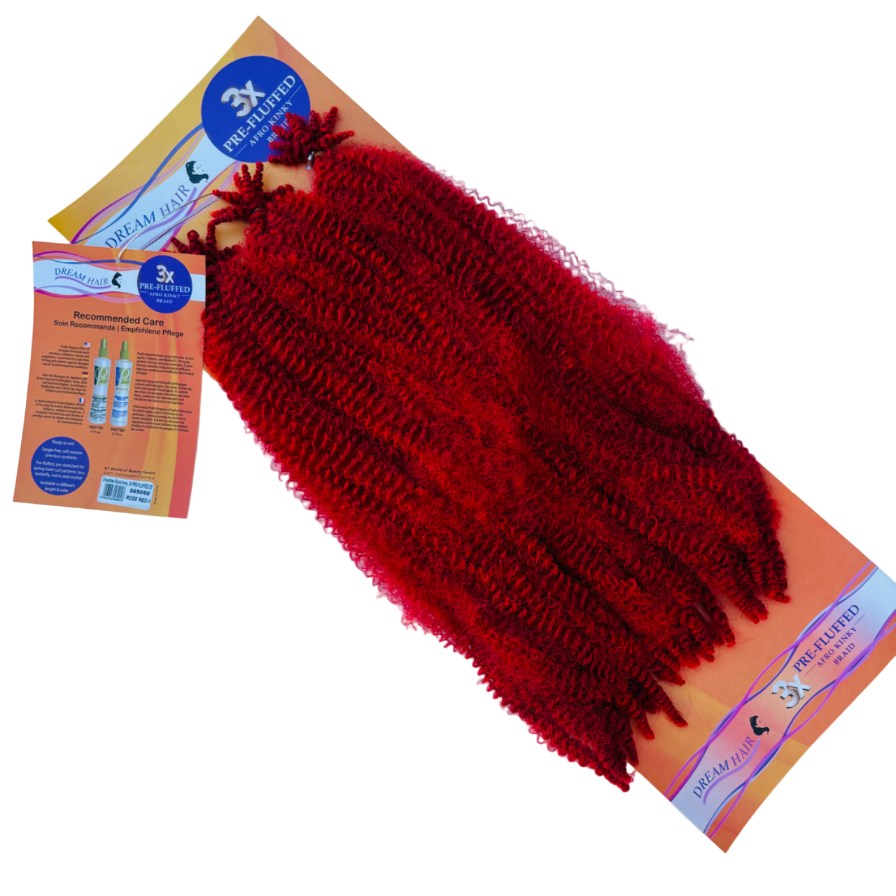 Dream Hair - Pre-Fluffed Afro Kinky Braid 20'' - 3pc #Rose Red-1