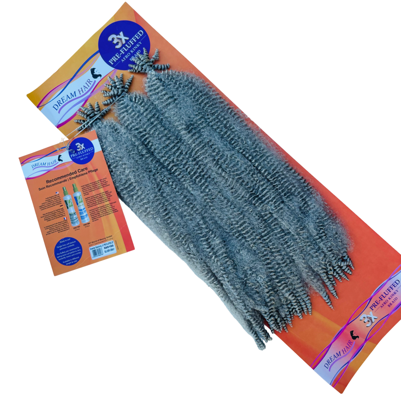Dream Hair - Pre-Fluffed Afro Kinky Braid 20'' - 3pc #Silver Gray