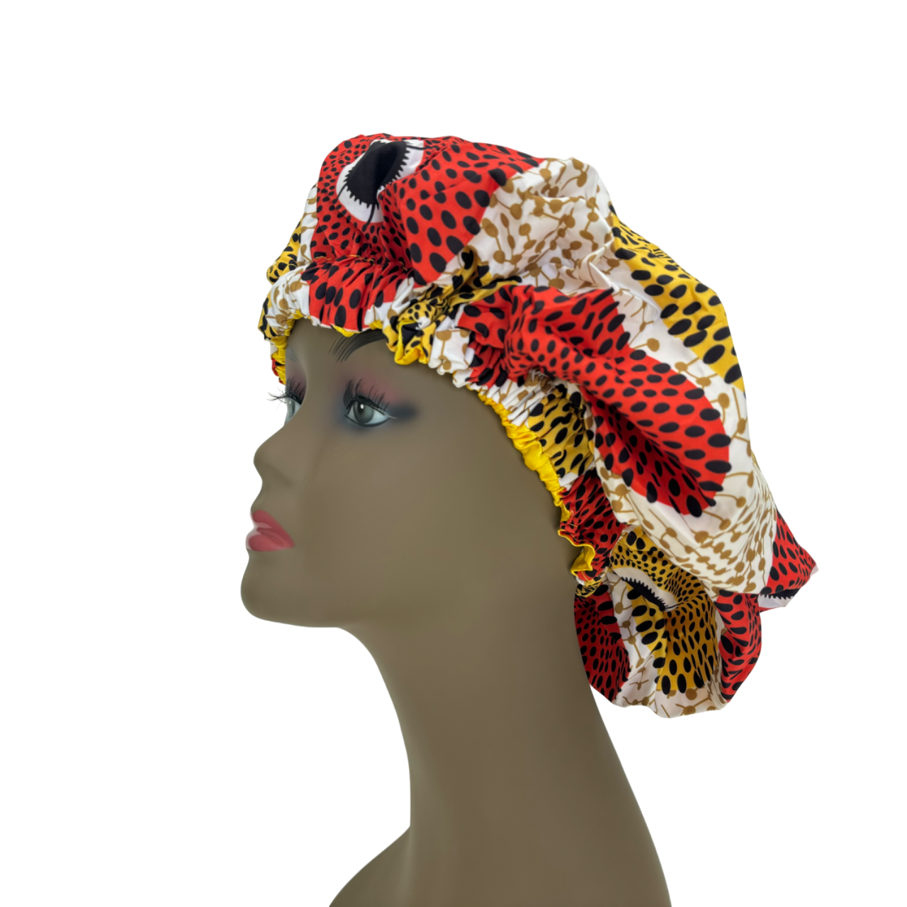 Dreamfix - Ankara Print Bonnet Adult - Red/Black/Yellow #396330