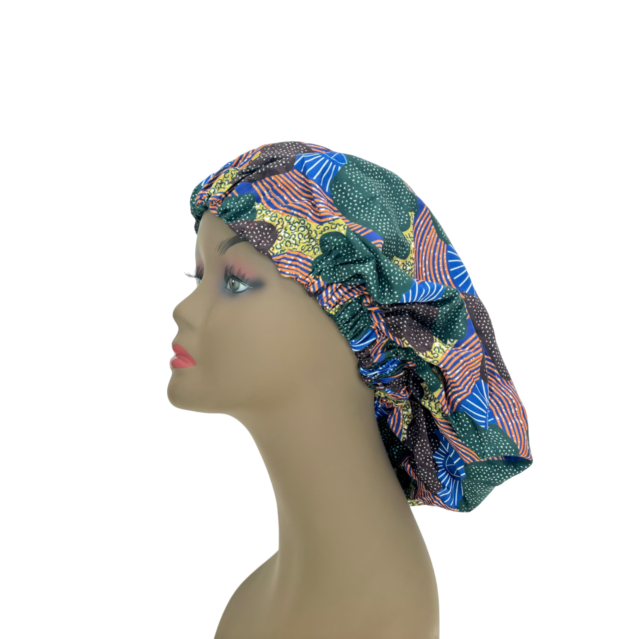 Dreamfix - Ankara Print Bonnet Adult - Blue/Grey #396380