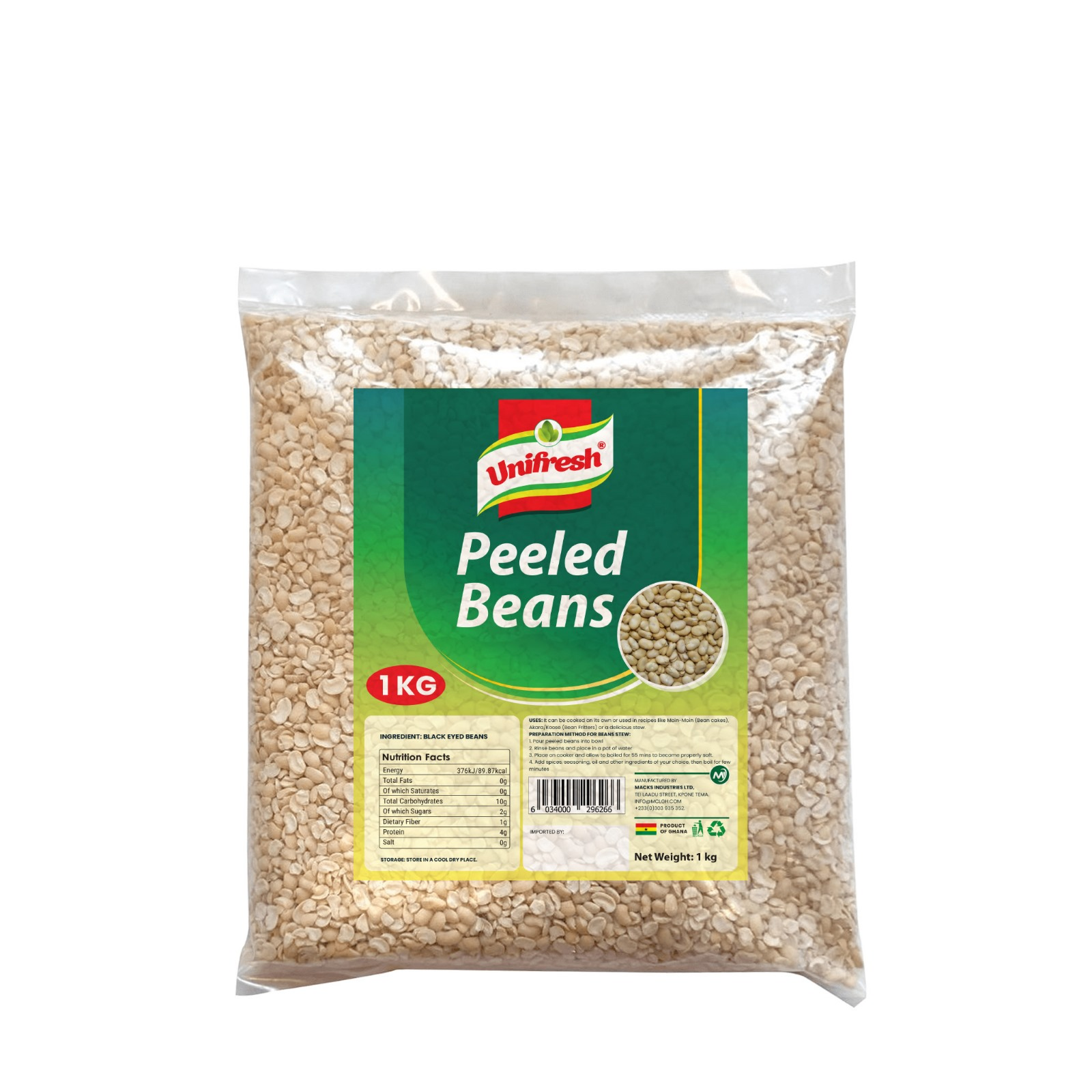 Peeled Beans (Ghana) - Unifresh - Carton 12x1kg