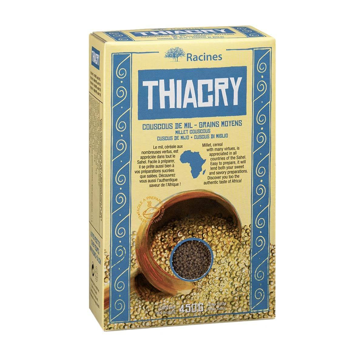 Thiacry Couscous de Mil Grains Moyens - Racines (Sénégal) - (18pcc) 450g