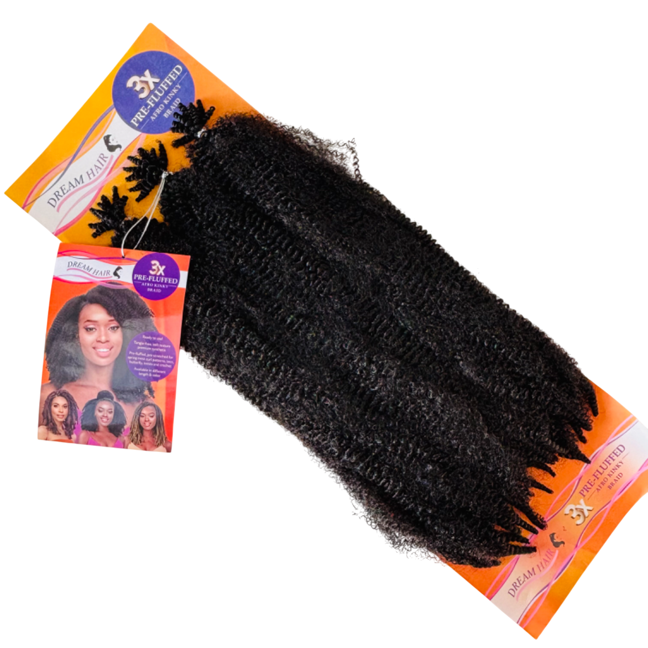 Dream Hair - Pre-Fluffed Afro Kinky Braid 20''' - 3pc #1B