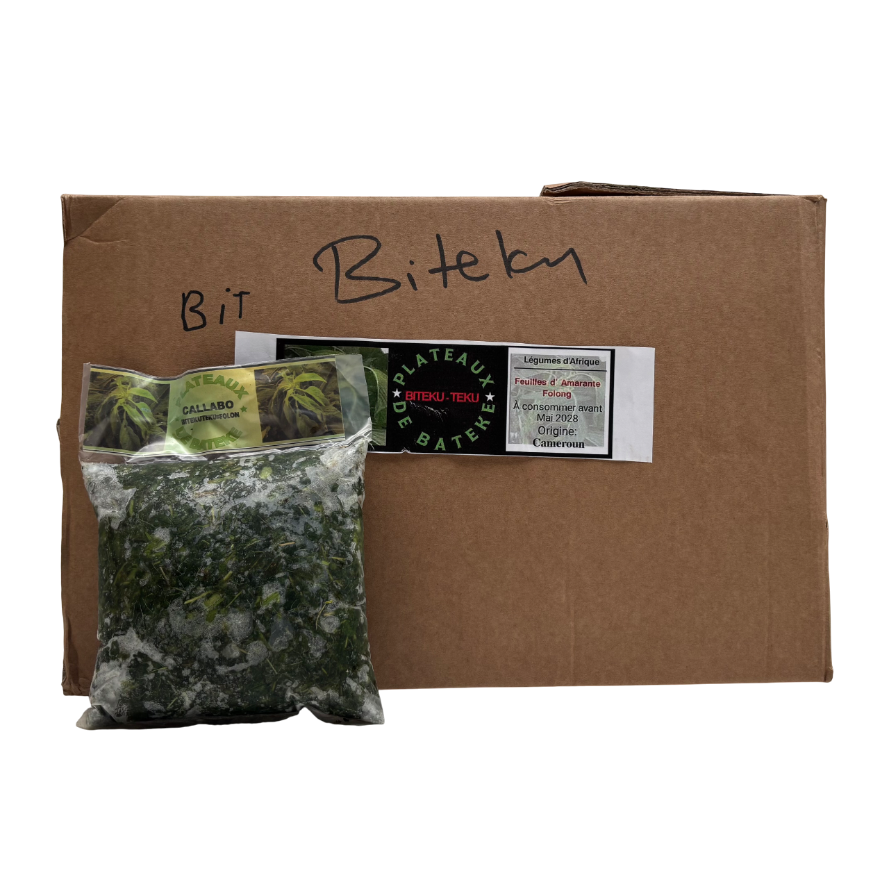 BITEKU-TEKU Amaranth Leaves (frozen) - Plateaux de Bateke (Cameroon) - carton 30x500g