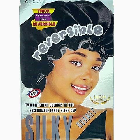 Murry - Reversible Silky Bonnet BLACK/GREY #M8005 - pack 6x1pc