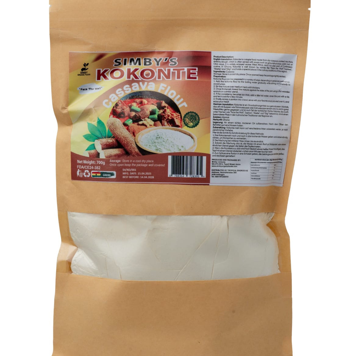 Kokonte Cassava Flour (Ghana) - Simby's - Carton 12x700g  AKTION 30%  Exp: 04/2028