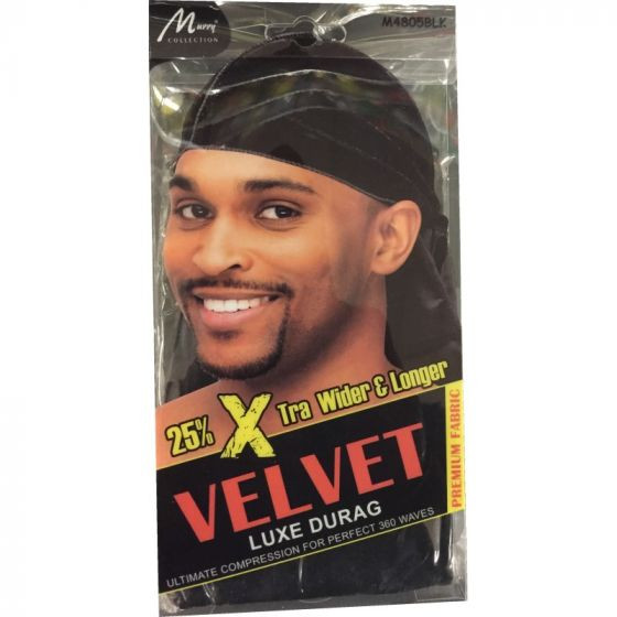 Murry - Durag VELVET Luxe #BLACK - pack 6 x 1pc