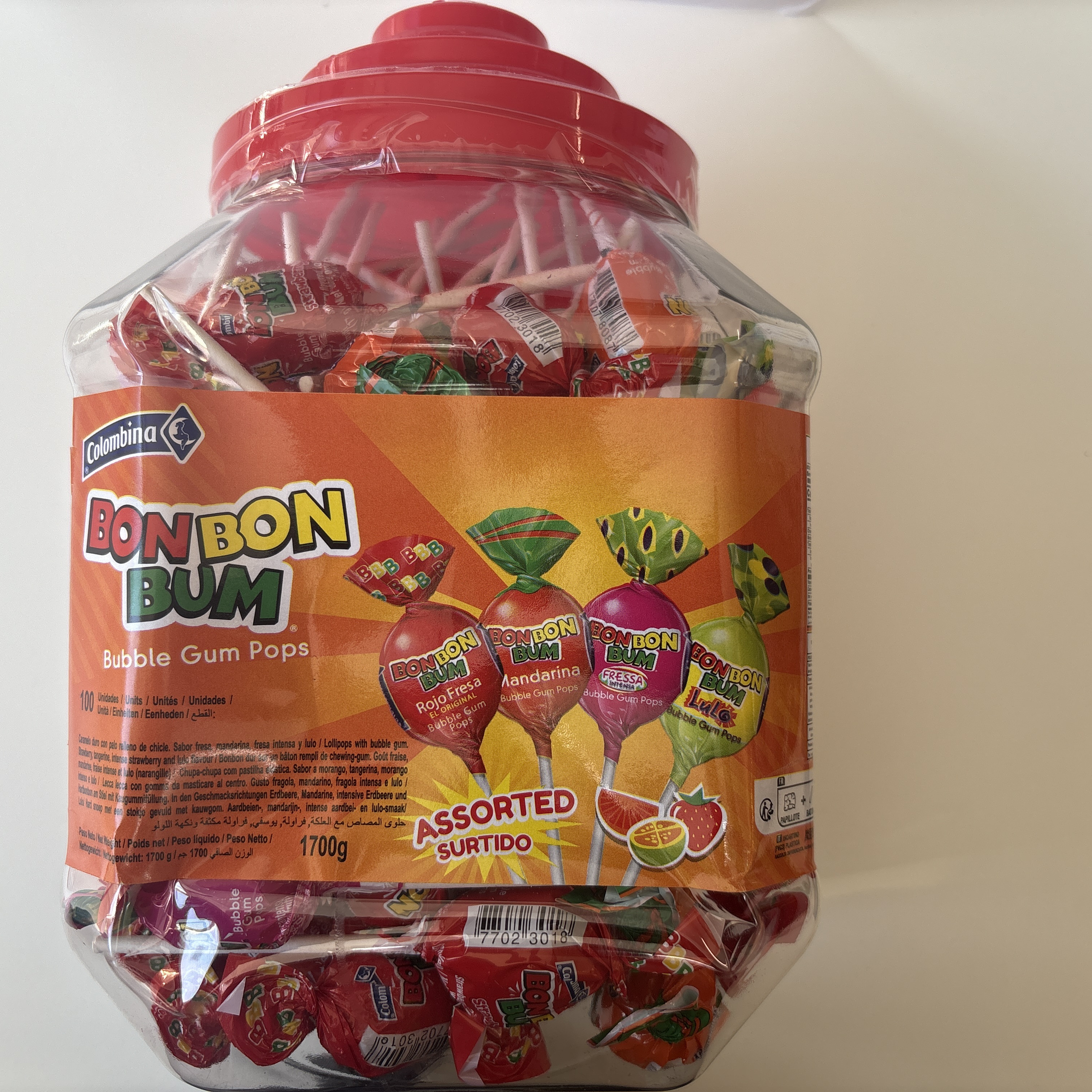 Bon Bon Bum Bubblegum Pops Surtido ASSORTED - Colombiana - container 100pc