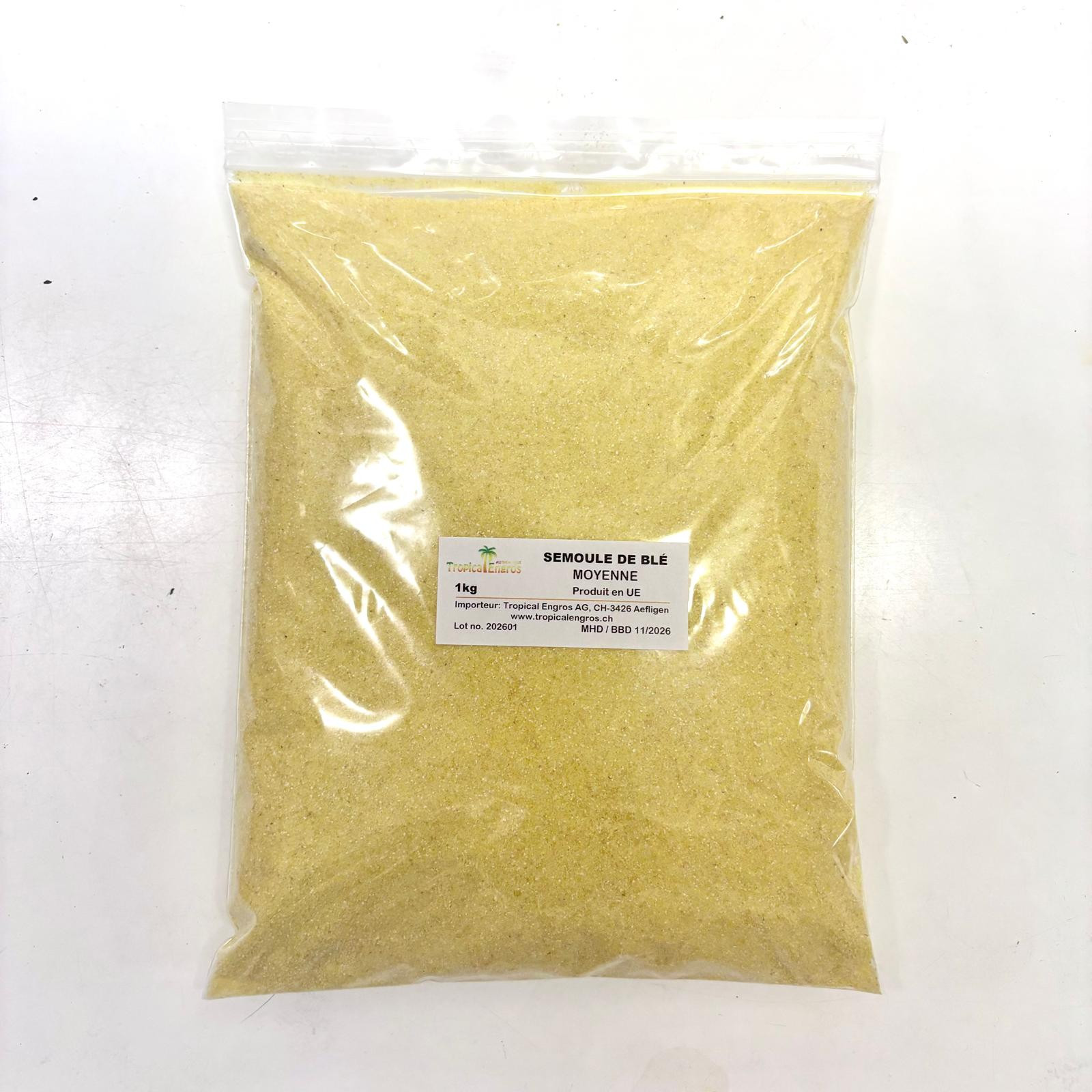 NEW Hartweizengriess / Semoule de Blé MOYENNE - Tropical Engros Authentique - pack 5 x 1kg