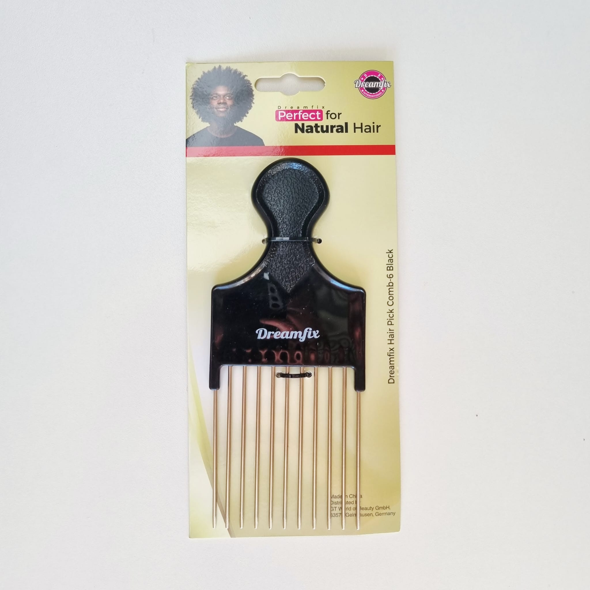 NEW Dreamfix - Hair Pik Afro Comb (16.5x6.8cm) metal+plastic  #398970 - pack 6 x 1pc