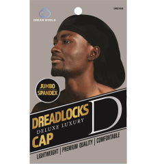 Dream World - Dreadlocks Jumbo Spandex Cap #Black DRE115B - Pack 6x1pc