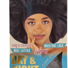 Murry - Day&Night Jumbo Satin Bonnet BLACK #M2283 - pack 6 x 1pc